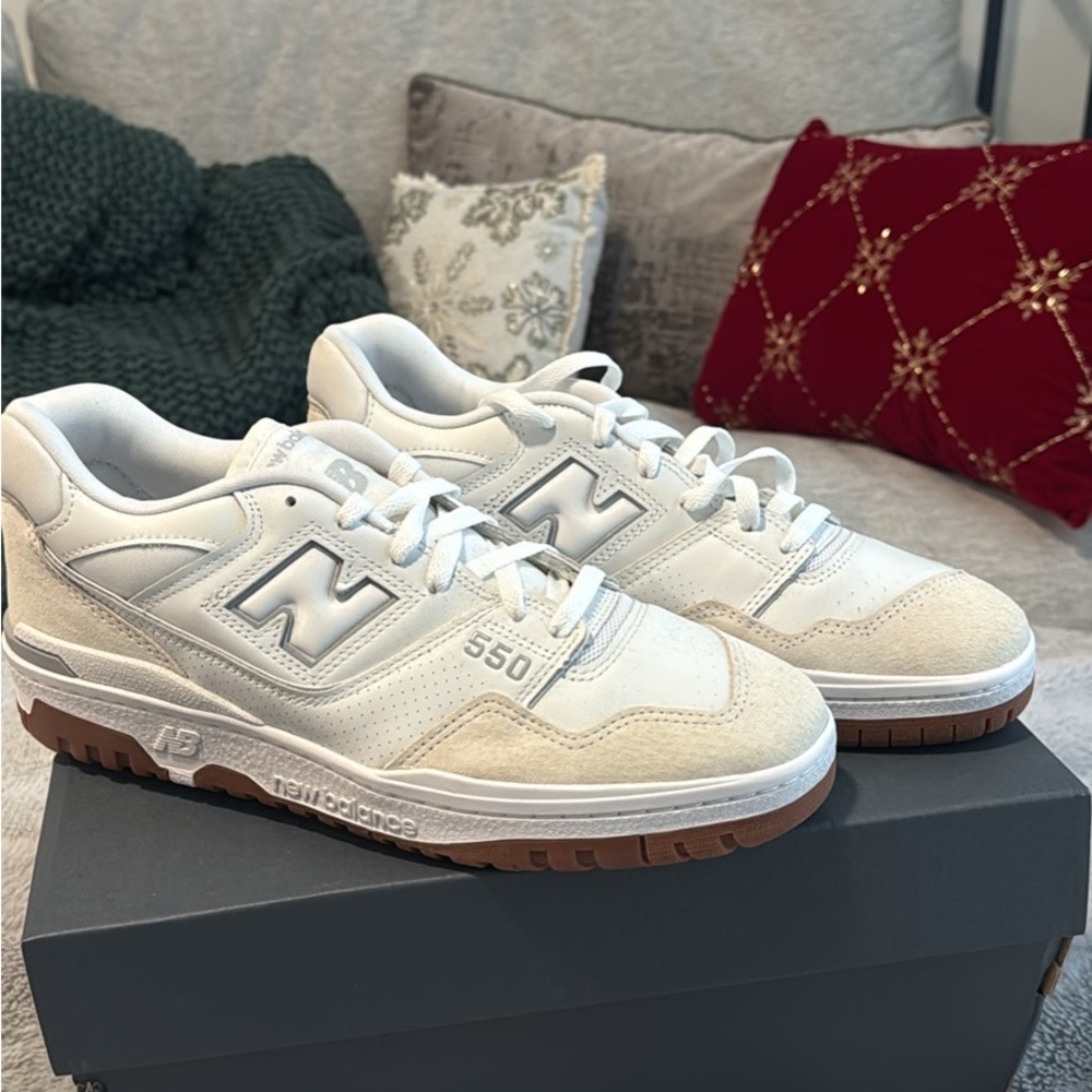 New Balance 550 Cream and White Sneakers